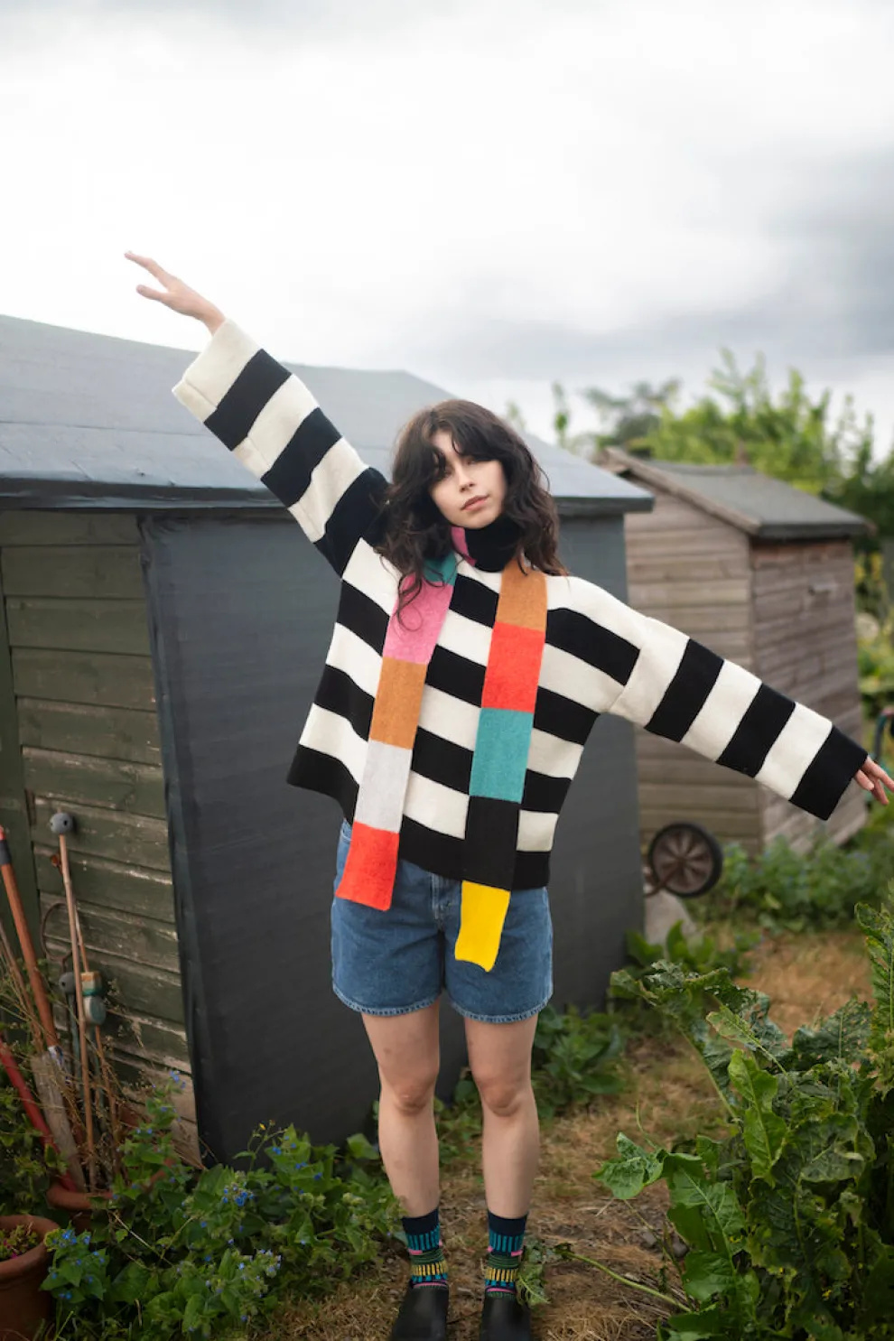 Long skinny stripe scarf