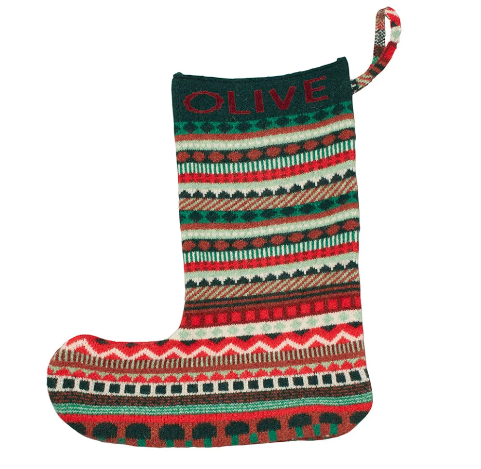Bespoke Knitted Christmas Stocking - Green