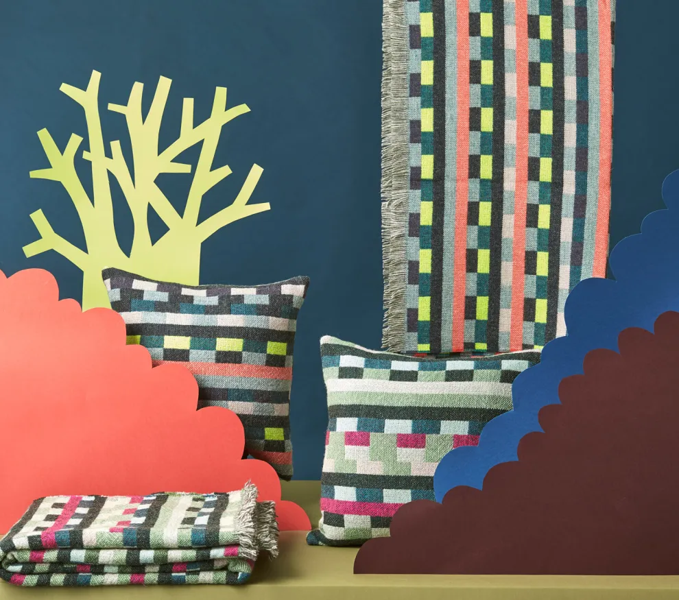 Glitch Woven Throw - Denim Blue