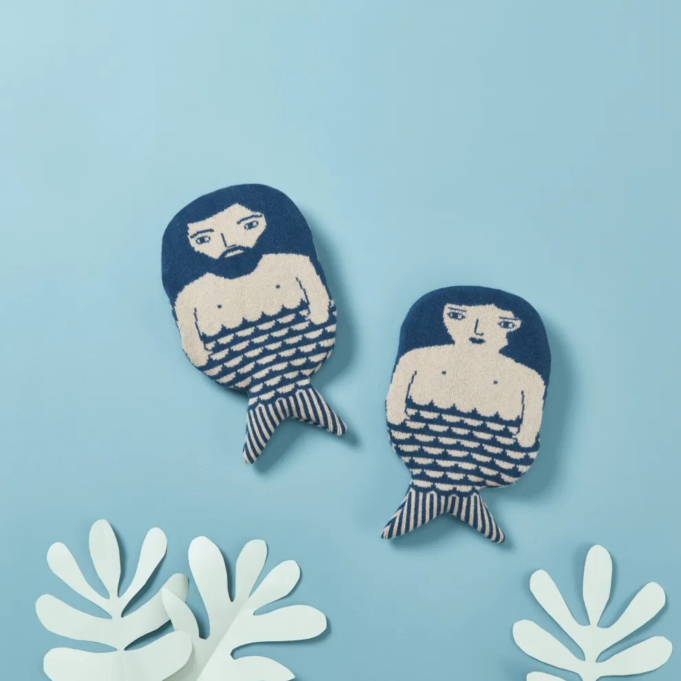 Merman Hot Water Bottle - Blue