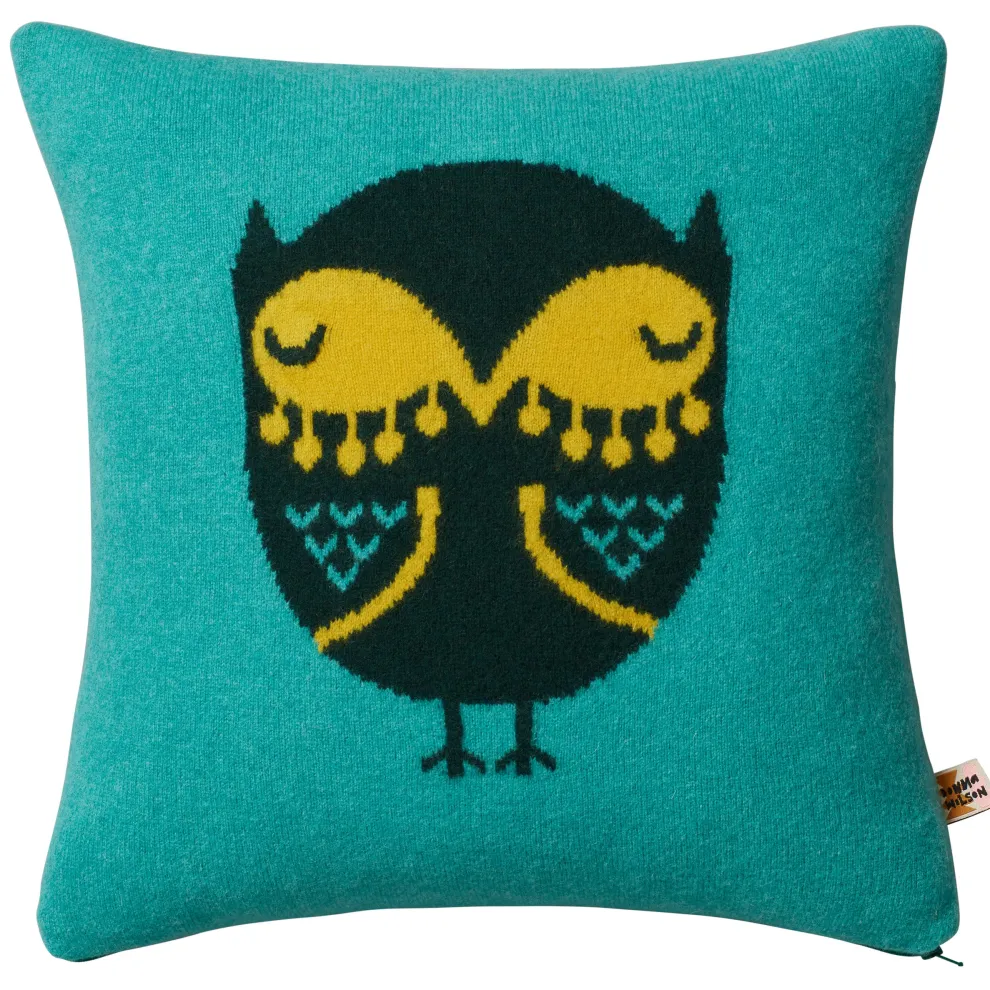 Owl Square Cushion - Green