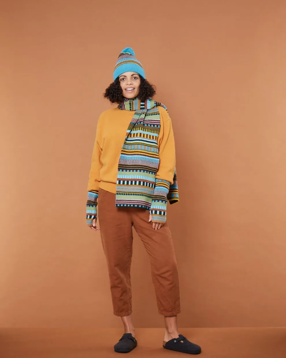 Static Stripe Beanie Hat - Turquoise