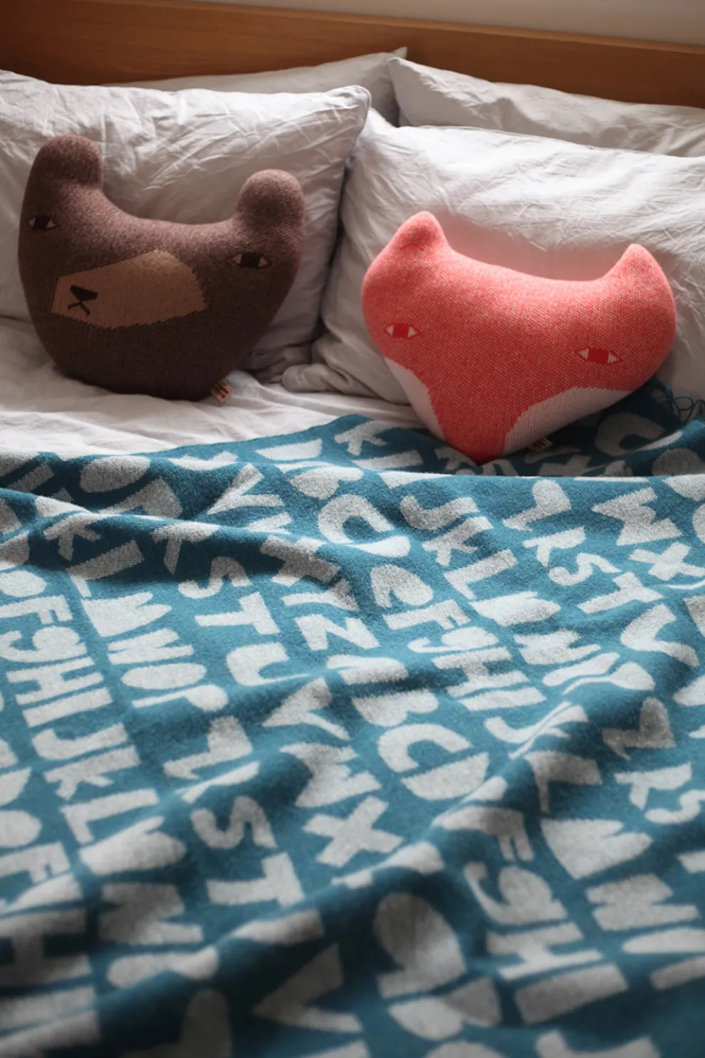 Alphabet Lambswool Throw - Blue